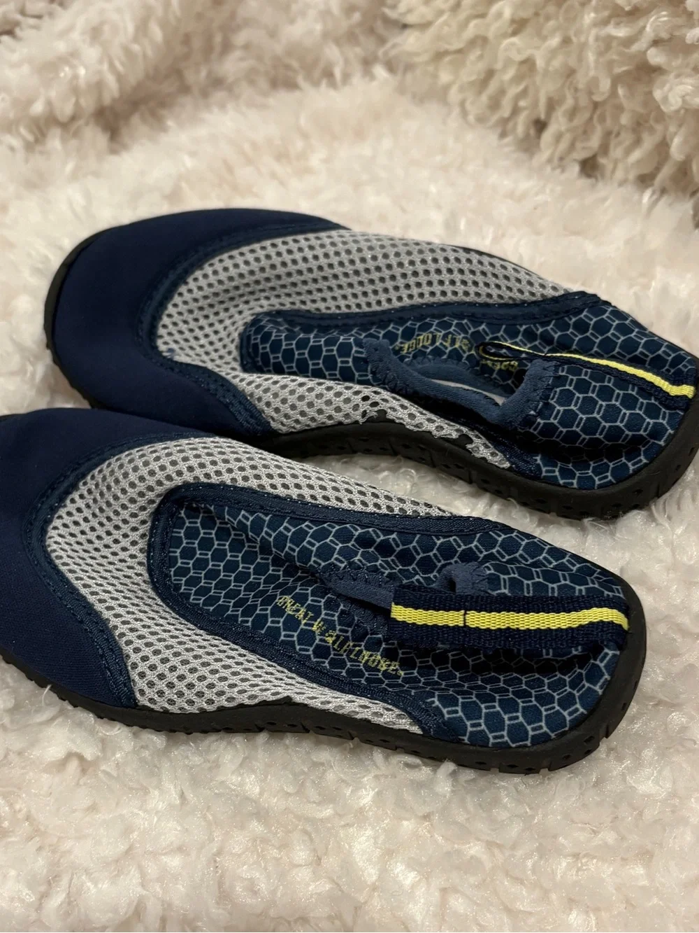 Kids Navy and Gray Water Shoes with Yellow Accent